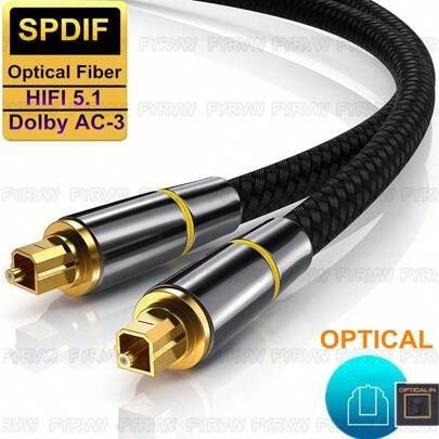 Digital optisk fiberkabel för ljud Optisk kabel Toslink-kabel SPDIF-kabel 1m 5m 10m OD7.0 SPDIF koaxialkabel för förstärkare, spelare, PC, soundbar-ka - Guld (1.5M,5m,1m,2m,3m,8m,0.5m,10M)