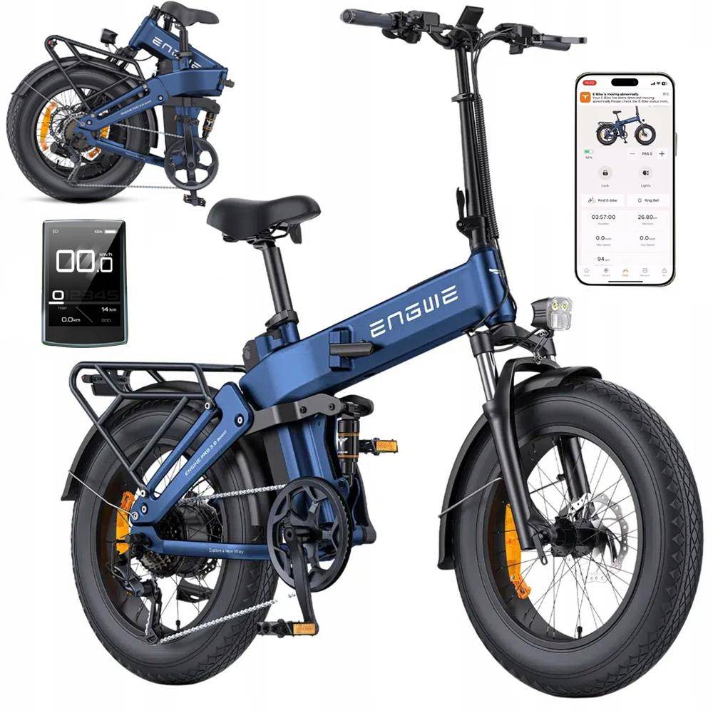 Hopfällbar elcykel ENGWE ENGINE PRO 3.0 BOOST, 250W motor, 48V15AH batteri, topphastighet 25 km/h, räckvidd 130 km, 20*4,0-tums däck blå