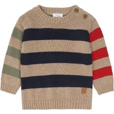 Hust & Claire Hcpilou Strikkede Striber Stl. 80 unisex - Stickat Från Magasin - Biscuit (80)