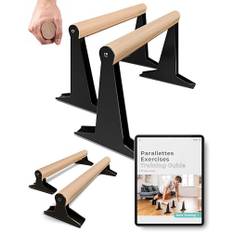 PULLUP & DIP Holz Parallettes, Low & Medium Minibarren Handstand Barren mit ergonomischem Holz Griff, Liegestützgriffe Push-up Bars für Calisthenics und Turnen, In- und Outdoor (MEDIUM Parallettes)