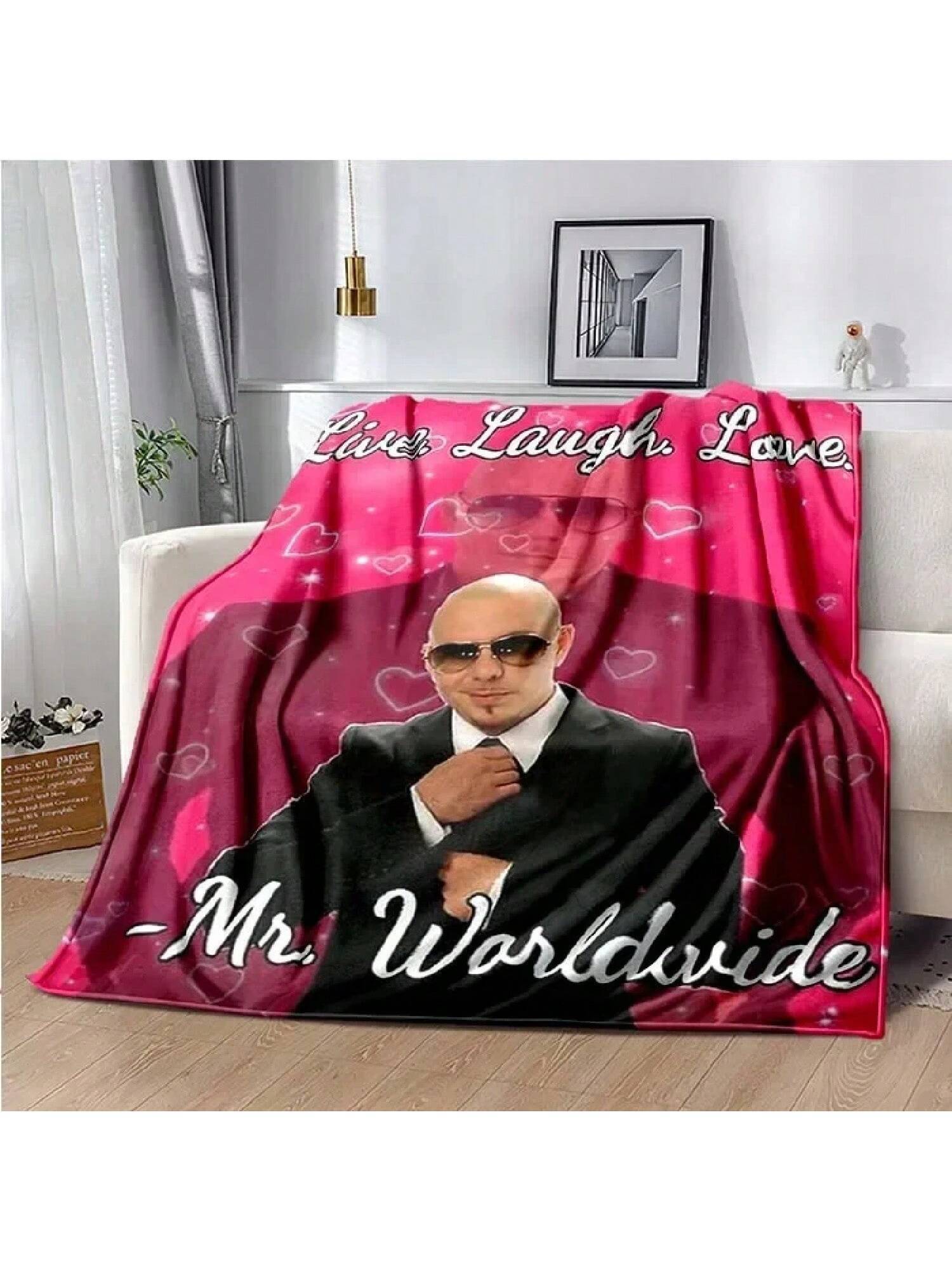 Kastfilt Mr 305 Pitbull MR Worldwide Hippieaffisch Tryckt Flanell Kornsäker Handduk Mjuk Plysch Soffa Säng Luddig Filt grå färg
