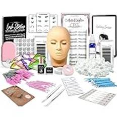 Lash Eyelash Extension Kit, Professionell Mannequin Head Training För nybörjare Ögonfransförlängning Öva Kosmetologi Estetikertillbehör