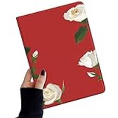 Fodral för iPad 9.7 fodral 2017/2018, iPad Air 2/iPad Air fodral blommig – blommönster söt smal läder folio stativ fodral med pennhållare, automatisk uppvakning/sömn (färg: M)