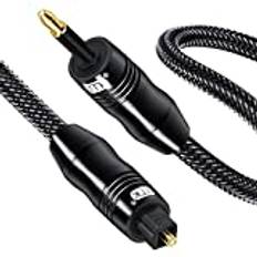 EMK optisk kabel Toslink till Mini Toslink-kabel 3.5 Toslink-adapter Digital optisk ljudkabel Guldpläterad optisk S/PDIF-kabel för Soundbar till Smart-TV-högtalare (2 M)