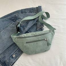 Corduroy Chest Bag Waist Bag Retro Fresh And Simple Korean Style Simple Leisure Bag Light Cloth Bag - Green