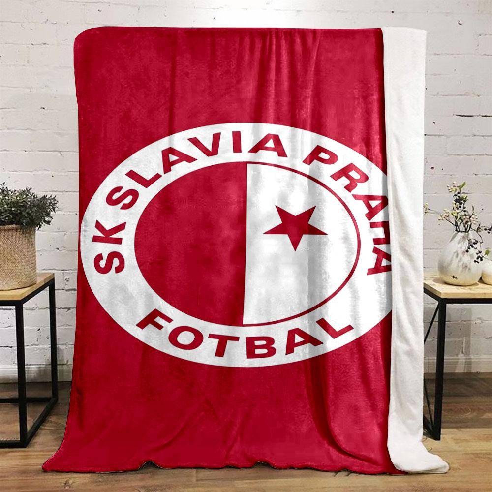 SK Slavia Prag Logotyp Filt tryckt filt mjuk och mysig perfekt för vardagsrummet sängen soffan eller en tupplur, present