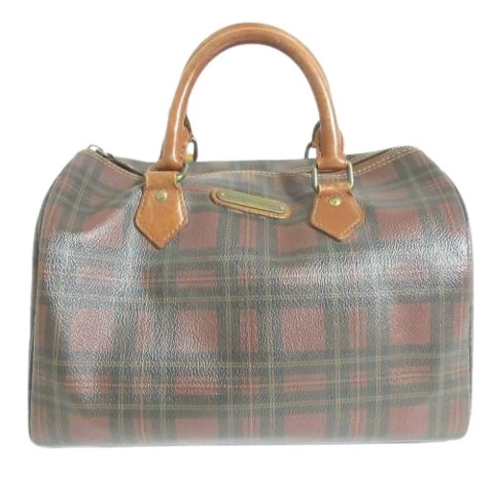 Ralph Lauren Pre-owned Pre-owned Polo Check Mini Boston Bag - Vintage - Dame - Brun - ONE SIZE - Læder