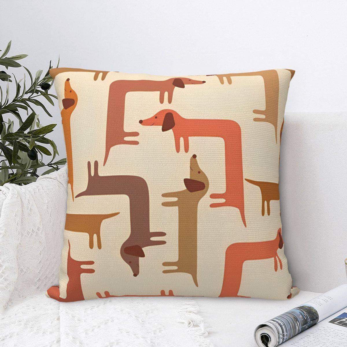 Dachshund Hund Kuddfodral Polyester Hem Rolig Djur Kuddfodral Kreativ Heminredning Kuddfodral 4040