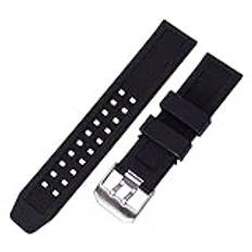 PLACKE 23mm silikonband passar for Luminox 1820/7251/3050 Watch Band Men gummi sportvattentät handband armband metall spännetillbehör (Color : Silver buckle, Size : 23mm)