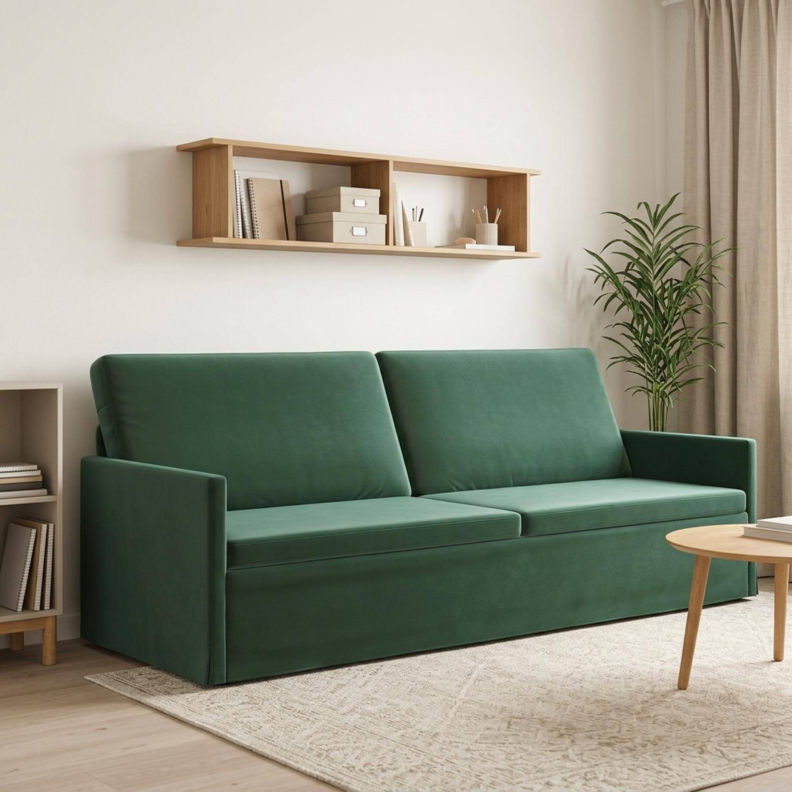 vidaXL 3-personers sofa Mørkegrøn 220 x 81 x 82 cm Velour (V)