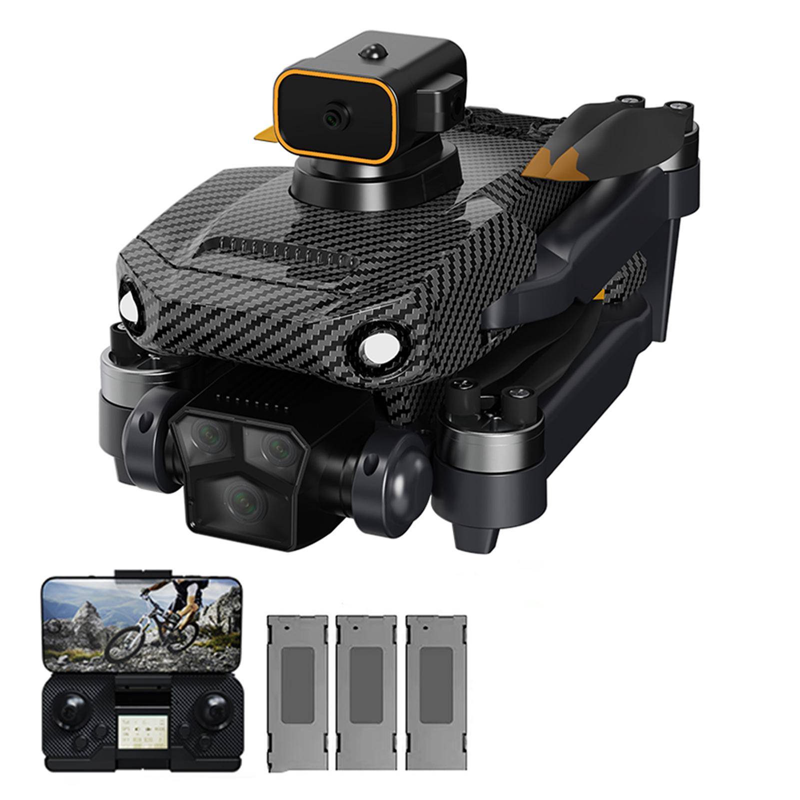 GPS Remote Control Drone with Camera 4K Dual Camera Obstacle Avoidance Brushless Motor Optical Flow with GPS-2 battery orange