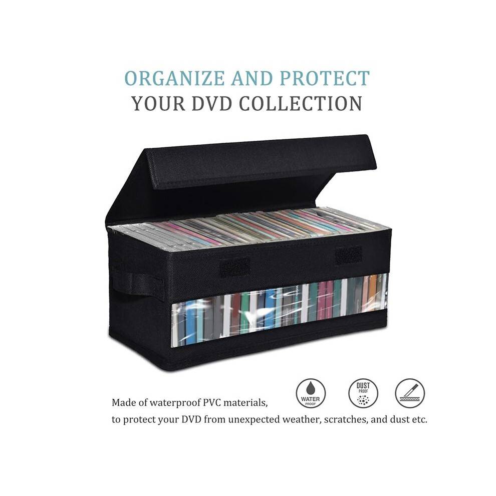 2pack CD Storage Boxes,CD Case Storage, Container Holds 32 CDs in Full Jewel Cases, 60 CDs in Slim Cases