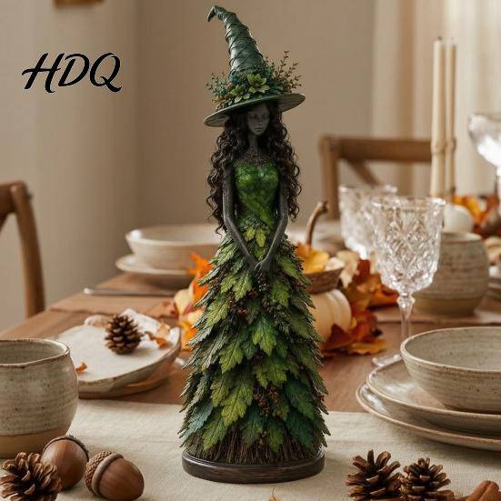Unique Witch Ornaments for Home Autumn Figurine Halloween Statue Fall Tabletop Decor Shelf Decoration cm
