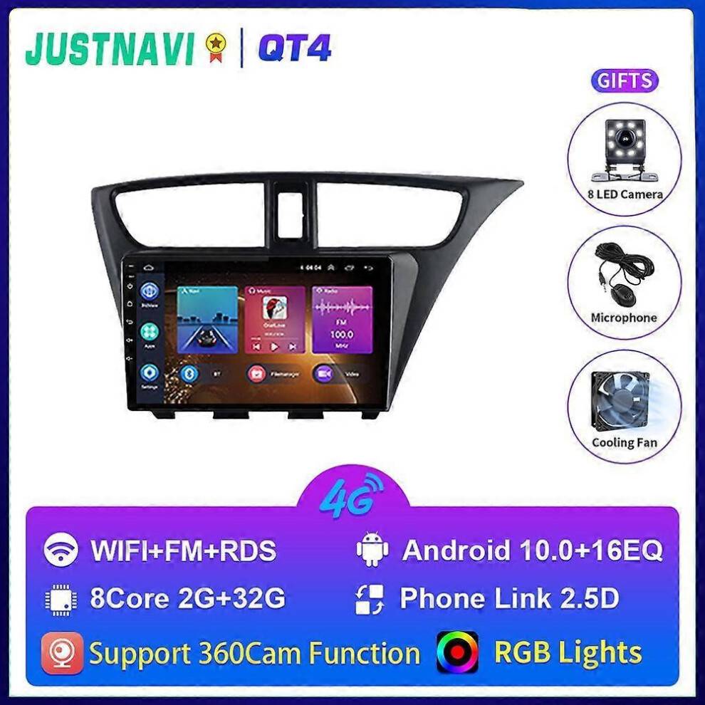 (QT4 2G 32G 4G RHD) 2din Android 10 Car Radio For Honda CIVIC Hatchback 2012-2017 Multimedia Video Player Navigation GPS NO 2din DVD Stereo