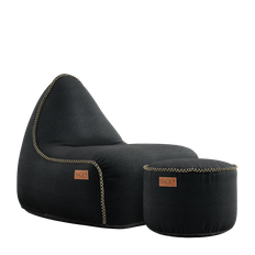 Canvas Lounge Chair & Pouf - Canvas Black