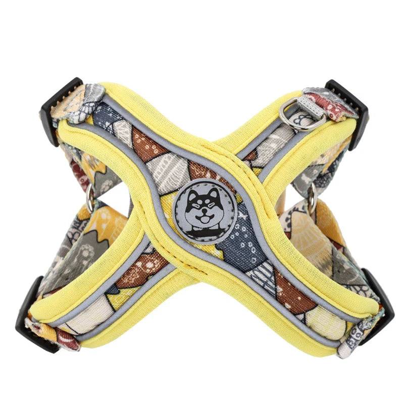 Adjustable Dog Harness & Leash Set - Yellow X / M-suit 7.5-14kg / SPC (M-suit 7.5-14kg)