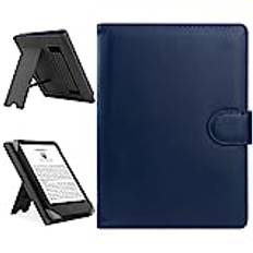 HoYiXi Universellt fodral kompatibelt med 6,8 tum Kindle Paperwhite/6 tum helt nya Kindle 2022 & 2019/Kobo Clara HD/Kobo Clara 2E läderstativ fodral för 6-6,8 tum fickbok/Tolino/Sony e-bokläsare, blå