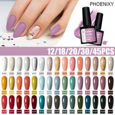 PHOENIXY Nagellack Set 12/18/20/30/45 st Set 8ml Hybrid Semi Permanent UV LED För Manikyr Nagelgel Kit 12pcs