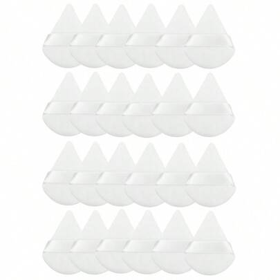 24 st/15 st/8 st/3 st triangulära flockade sminksvampar, mjuka, fluffiga och texturerade, lämpliga för ansikte/kropp, puderpuff, blandat set kosmetisk - Vitt