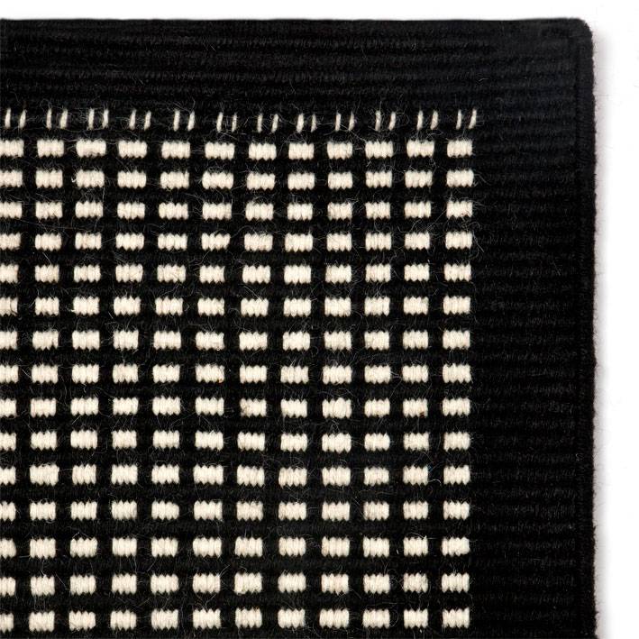 Kelim Uldtæppe Luxor Black/White 80 x 325.