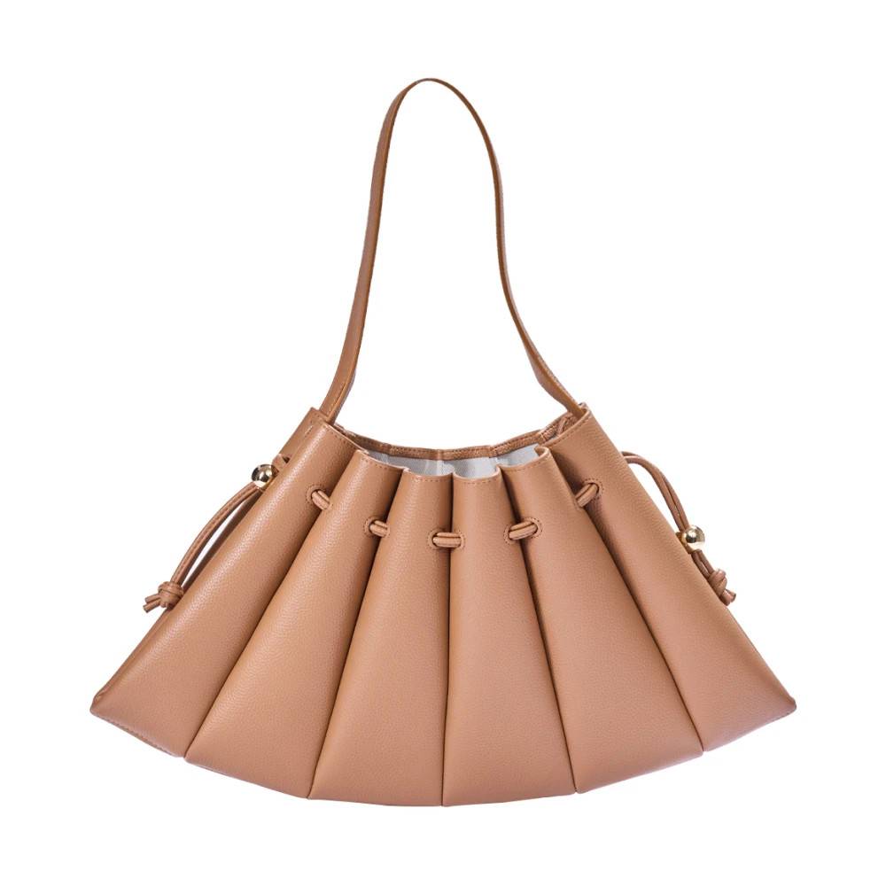 THEMOIRè Beige Vegansk Læder Fan Design Skuldertaske - Tasker - Dame - Beige - ONE SIZE - Uld