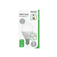 DELTACO SMART HOME - LED-glödlampa - glaserad finish - E14 - 5 W (motsvarande 40 W) - klass F - varmt vitt/kallt vitt ljus - 2700-6500 K - vit