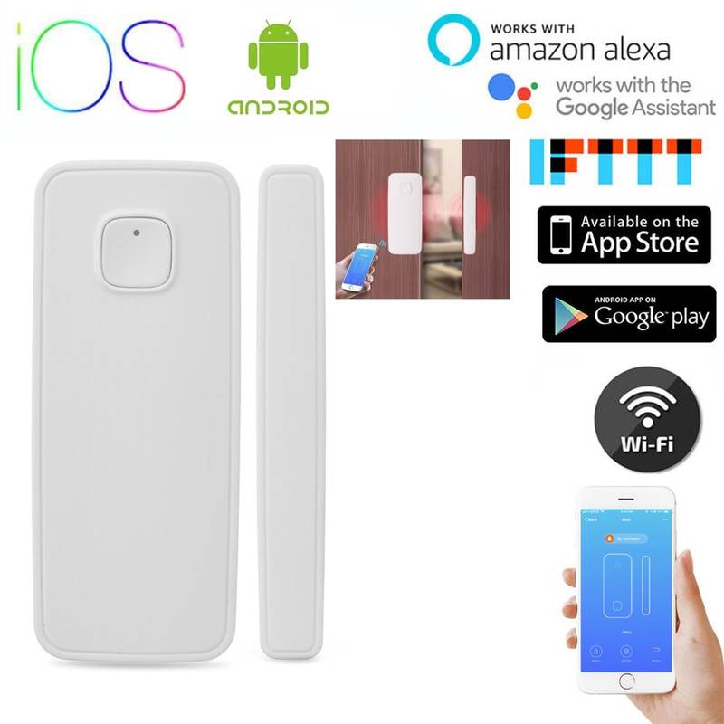 Magnetisk sensor trådlöst dörrfönsterlarmsystem för hemsäkerhet wifi dörröppningsdetektor med alexa echo google home