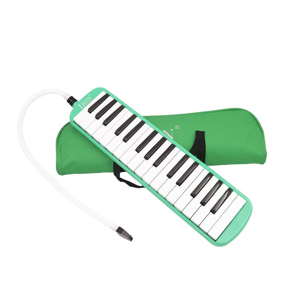 Slitstark 32 pianotangenter melodica med bärväska musikinstrument för musikälskare nybörjare utsökt utförande - Grön