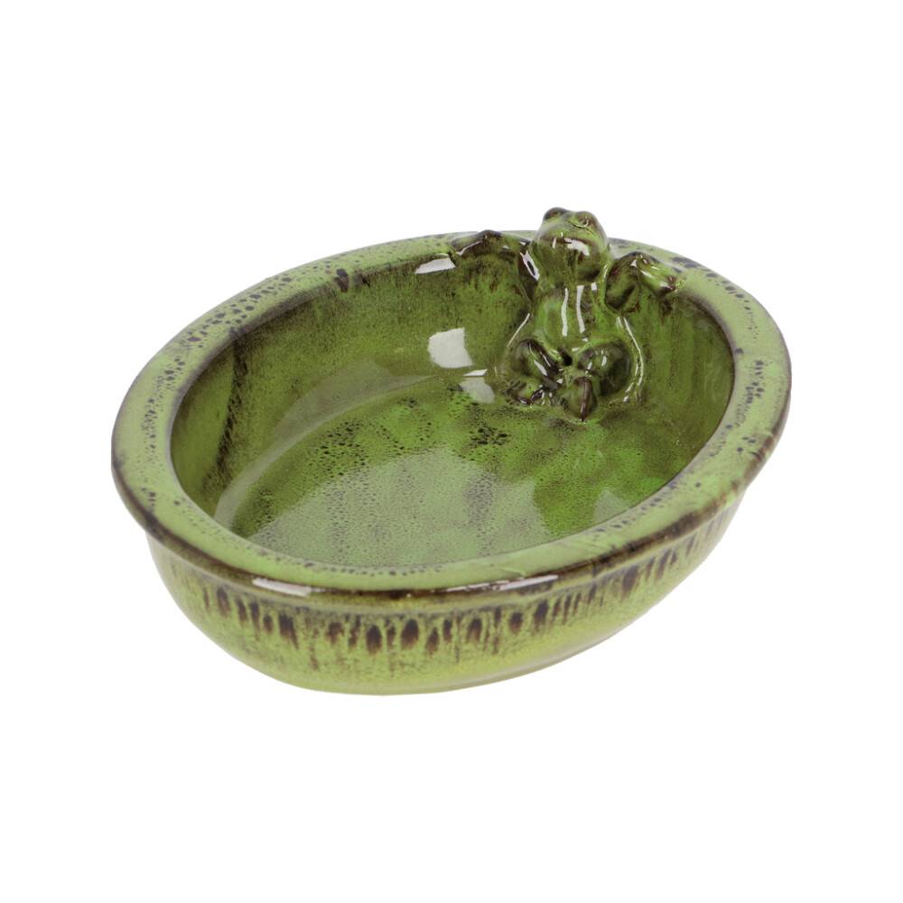 Garden Life fuglebad m/frø keramik grøn B30 cm