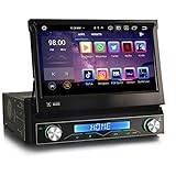 Erisin 8-kärnig 4 GB RAM 64 GB ROM Android 14 1Din universal GPS-navigeringsenhet bilradio 7 tums HD IPS pekskärm integrerad trådlös Carplay Android Auto Bluetooth 5.0 DSP OBD2 TPMS DVB-T2 DAB WiFi