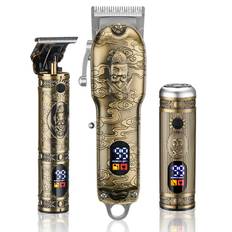 Resuxi Electric Hair Clippers Beard Grooming Kit LCD Digital Display Hair Nose Trimmer Retro Oil brons