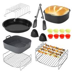 Airfryertillbehör, 20 stycken fyrkantiga airfryertillbehör för Philips Airfryer XL 6.2L XXL 7.2L, Ninja 5.8L/6.2L, COSORI 5.5L 4.7L, Cecotec 5.5L /6 L, Tillbehör för Air Fryers