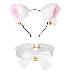 Petalum Katt, cosplay-set, kattöron, diadem, båge, halsband, svans/handskar, kattkostym, set för karneval, halloween, karneval