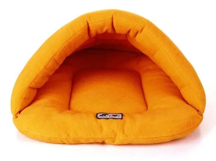 Slipper-Shaped Cave Pet Bed – Warm Cotton Nest for Cats & Small Dogs - Orange / 48X58CM (48X58CM)