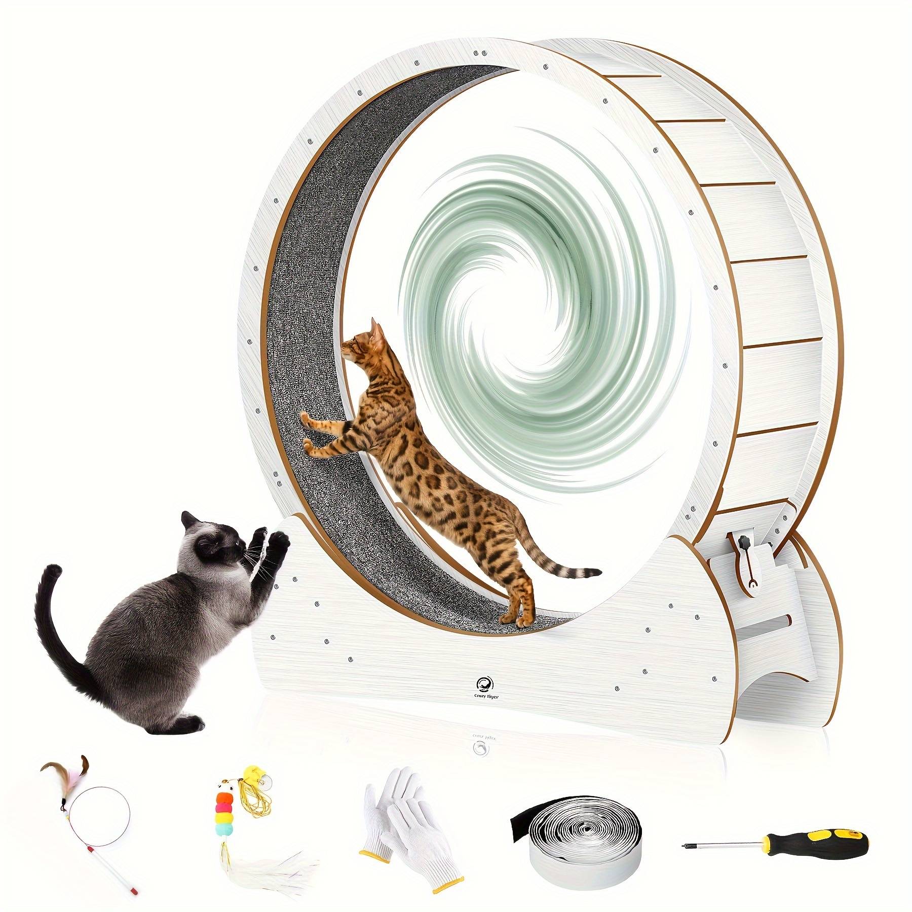 Cat Exercise Wheel, Cat Running Wheel For Cats And Dogs Xl, High-quality Indoor Cat Wheel, Natural Wood, Safe And Comfortable, Large Cat Wheel For Indoor Use
