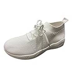 Herr och dam nätsneakers, enfärgade snörskor, utomhus, promenad, löpning, fitness, sneakers, arbetsskor, EU 35–45, Vit, 35 EU bred