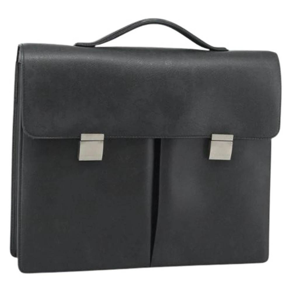 Louis Vuitton Vintage Pre-owned Taiga Læder Business Taske - Vintage - Dame - Sort - ONE SIZE - Læder