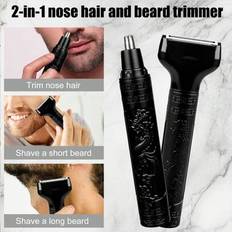 2 i 1 näshårtrimmer skäggklippare för män sladdlös vintage usb uppladdningsbar hårklippmaskin Skäggtrimmersats Kroppshår rakning Barber skäggtrimmer E - Multifärgad (svart)