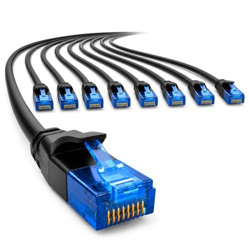 1aTTack.de 660103 Cat6 Cat.6 kabel Cat nätverkskabel 2m - patchkabel tunn kabel (liten diameter - mycket flexibel) 1000 Mbit/s - 10 stycken - svart