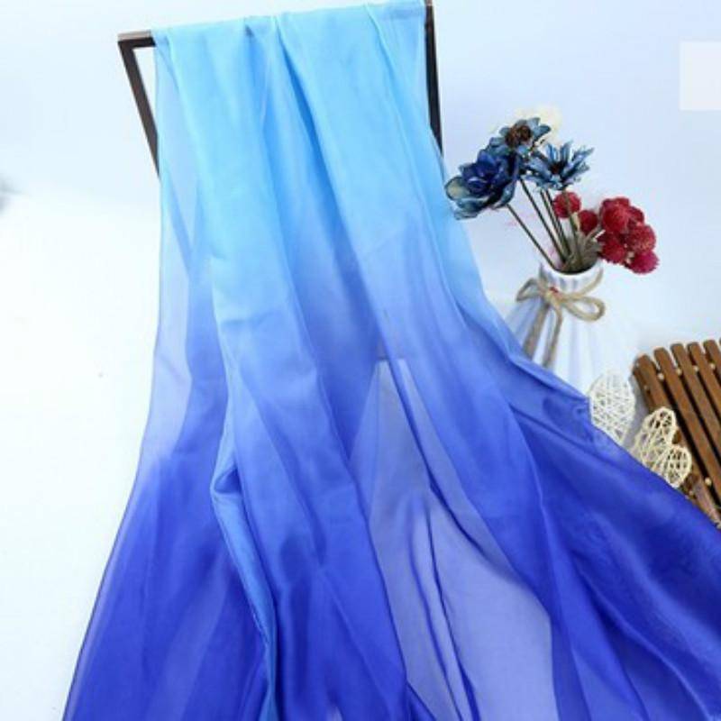 1M Ombre Genomskinligt Graduerat Chiffongtyg Tunt 30D Organza Tülltyg För Diy Scen Cosplay Kostym Antik Stil Hanfu Klänning