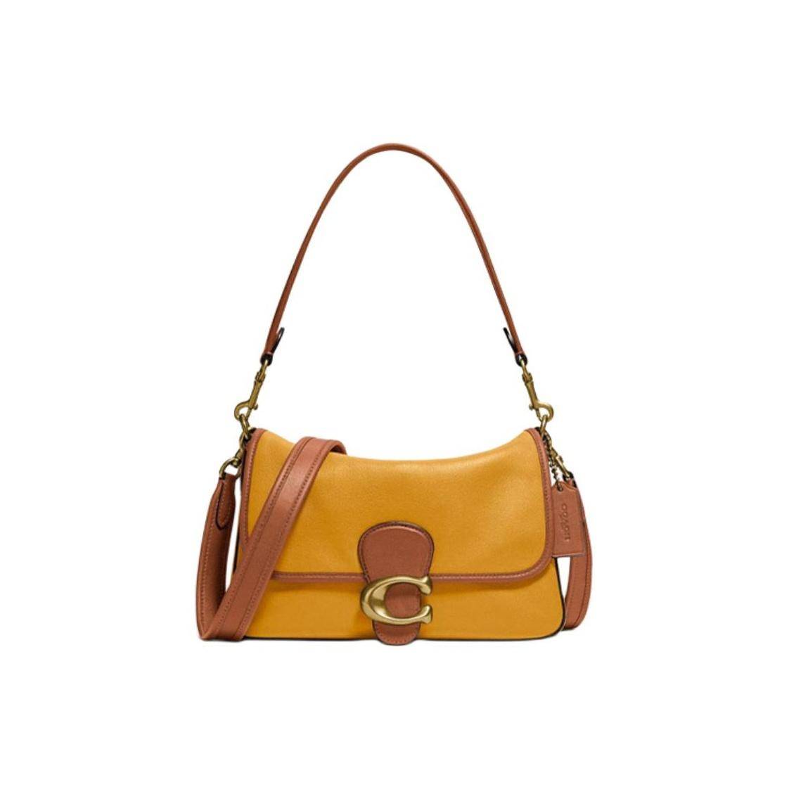 Coach Tabby 26 Color Block Classic Buckle Closure Leather Shoulder Bag Women shoulder bag Gold Brown C5261-B4SZ9 Basic Set (Bag+Dust Bag)