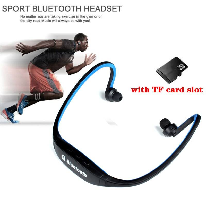 Daono s9 trådlösa hörlurar bluetooth sport musik stereo hörlurar mikrofon+micro sd kortplats - Grön