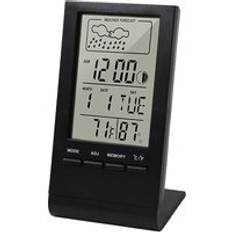 Mini digital termometer hygrometer inomhustemperatur luftfuktighet m&#xE4;tare klocka v&#xE4;derstation prognos max min v&#xE4;rde display - Svart