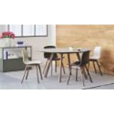 HAY CPH 25 Round Table Ø: 140 cm - Lacquered Solid Walnut/Burgundy Linoleum