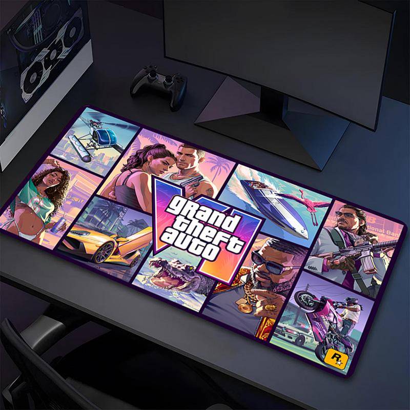 Gta V Gamer Large Deskmat Mousepad Playmat Xl Keyboard Mouse Pad Gaming Desk Accessories Anime Pc Extended Pads