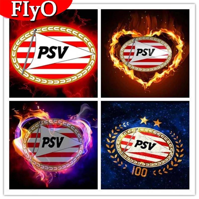 5D Gör-det-själv Diamantmålning Korsstygn Broderi Mosaik Fotboll PSV-logotyp Hel fyrkantig/rund borr Heminredning Väggmålning