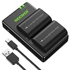 Neewer LP-E6 LP-E6N ersättande uppladdningsbart batteriladdningsset för Canon (2-pack 2 000 mAh kamerabatterier och mikro-USB-ingång dubbel laddare 100% kompatibel med originalet)