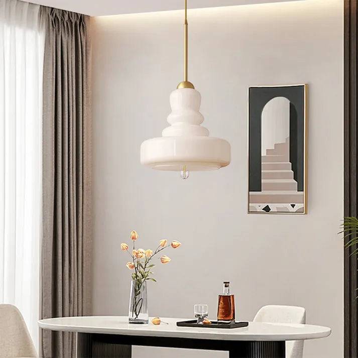 VerreCylindre Taklampa - Lyxig Glashänglampa med Modernt Designer - Vit / Glas + mässing