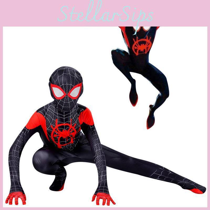Högkvalitativ Spider-man Into The Spider-verse Cosplay-dräkt Med Perfekta Sömmar black