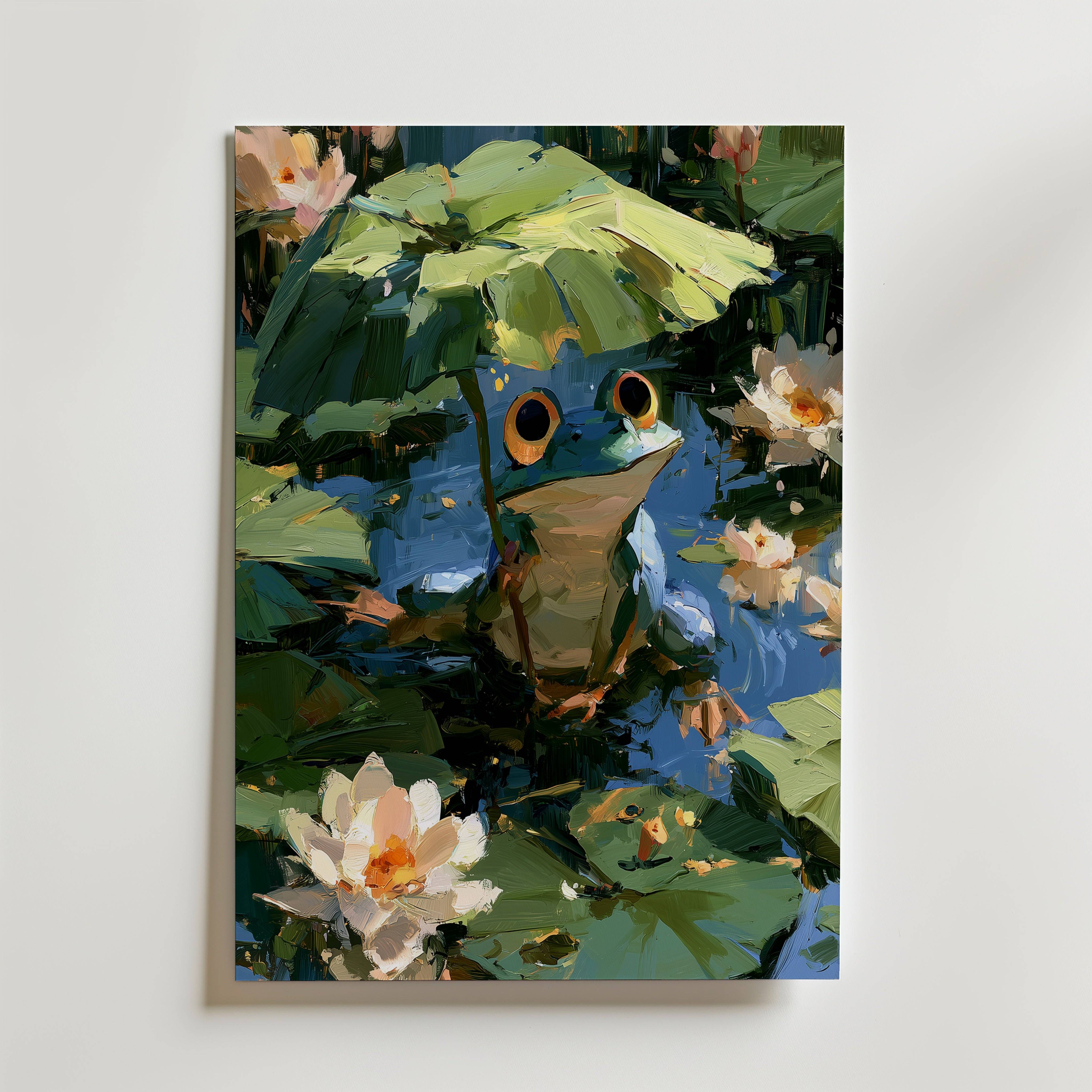 Frog in the Lily Pond Poster - Fine Art Poster 70x100 cm Utan passepartout